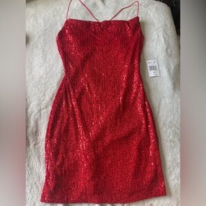 B. Smart Strapless Red Sequin Dress